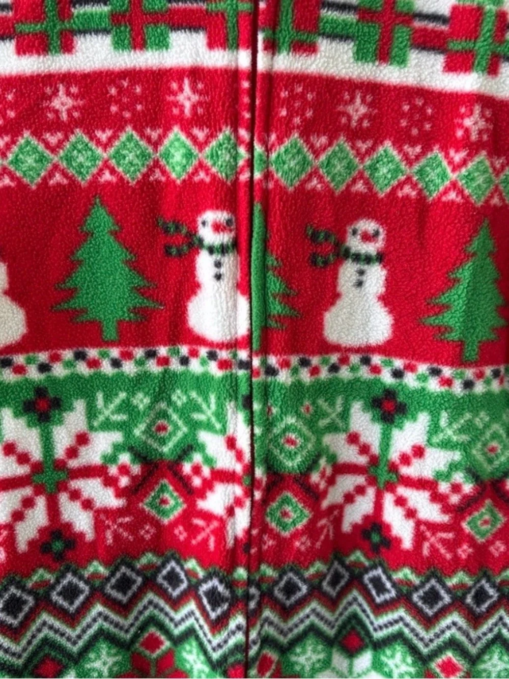 The Children's Place Red & Green Holiday Snowman One-Piece Pajamas